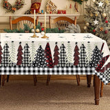 3PCS Christmas Tablecloth Black Buffalo Plaid Plastic Tablecloths