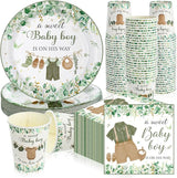 200 Pcs Greenery Baby Shower Paper Plates Napkins Cups Baby Shower