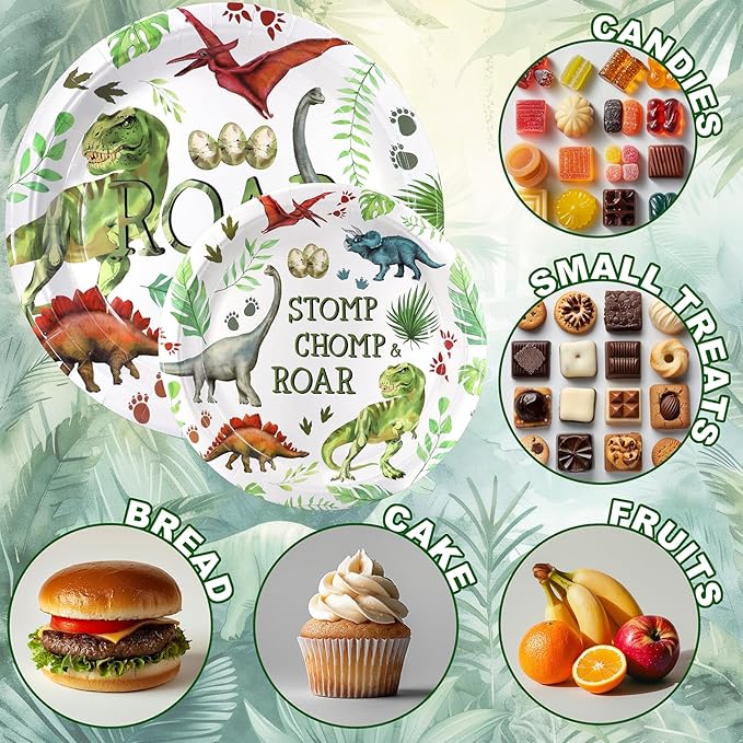 40 Guests Dinosaur Party Decorations Set Dino Birthday Plates and