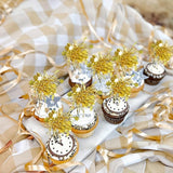 Gyufise 30Pcs Star Foil Firework Cupcake Toppers Sparkle Tinsel Cake