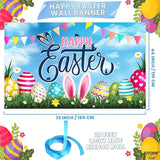 Large Happy Easter Banner 72x44 Inch Colorful Easter Eggs & Bunny