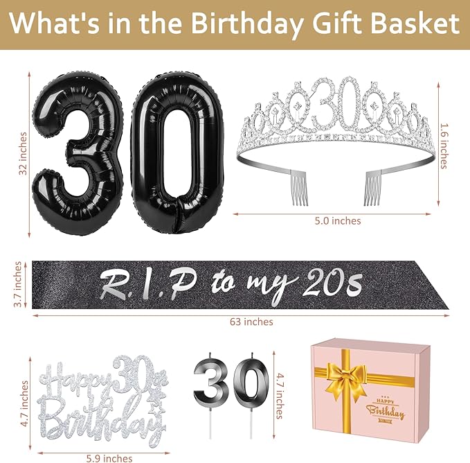 RIP to My 20s Birthday Decorations with 30th Birthday Crown RIP to