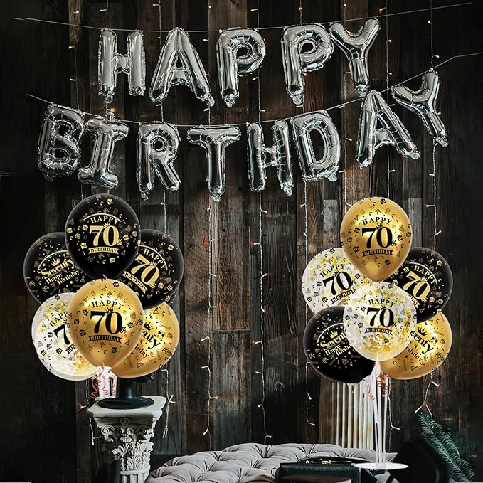 4 Set Black Gold Balloon Stand Kit for Birthday Decorations for 70th