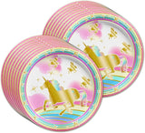 Gold Rainbow Unicorn Pegasus Birthday Party Supplies Set Plates