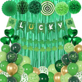 Green Party Decorations, Green Gold Printed Confetti Heart Balloons
