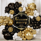 ALL-IN-1 Black White Gold Balloons Garland Kit & Arch – Small and
