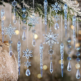 18pcs Crystal Christmas Ornaments for Christmas Tree Decorations-Blue