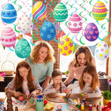 72 Pcs Easter Egg Hanging Swirl Ceiling Decorations Hanging Foil