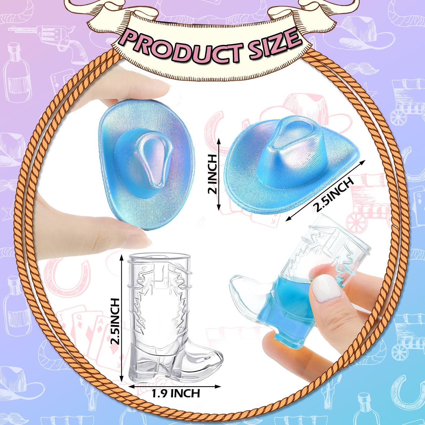 Vesici 20 Pcs Mini Cowboy Boot Shot Glasses Western Cowgirl Shot Boot