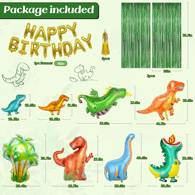 Dinosaur Birthday Party Decorations 113pcs Dinosaur Balloons Include