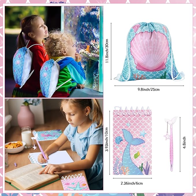 140 Pcs Mermaid Party Favors Gift Bags for Girls Birthday Decorate