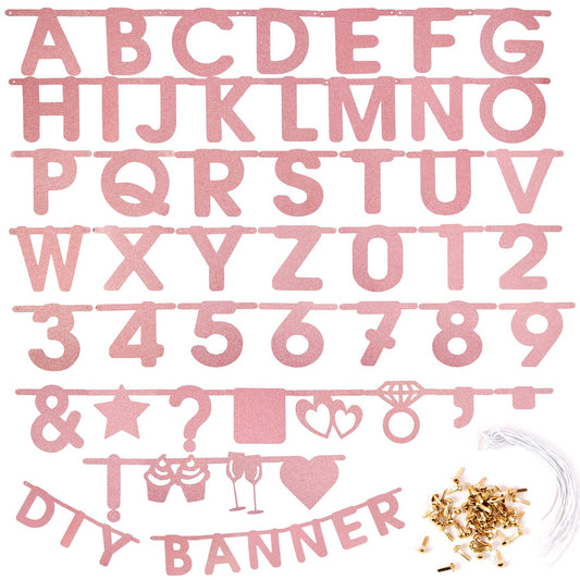 SUNBEAUTY 127 Pcs Rosegold Glittery DIY Make Your Own Banner