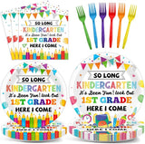 96Pcs Kindergarten Graduation Party Paper Plates and Napkins So Long