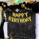 2 Pack Black Party Streamers Backdrop Tinsel Foil Fringe Curtains