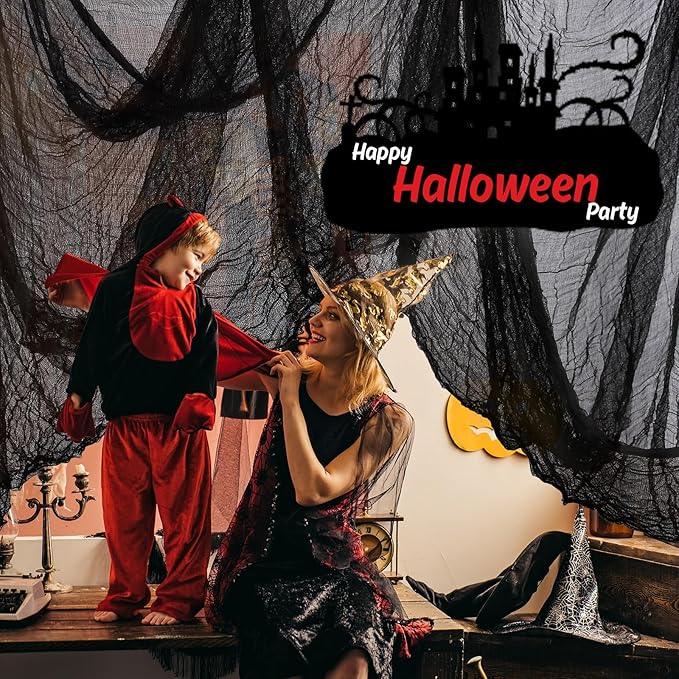 Halloween Black Creepy Cloth 500 x 87 inch Spooky Gauze Cloth