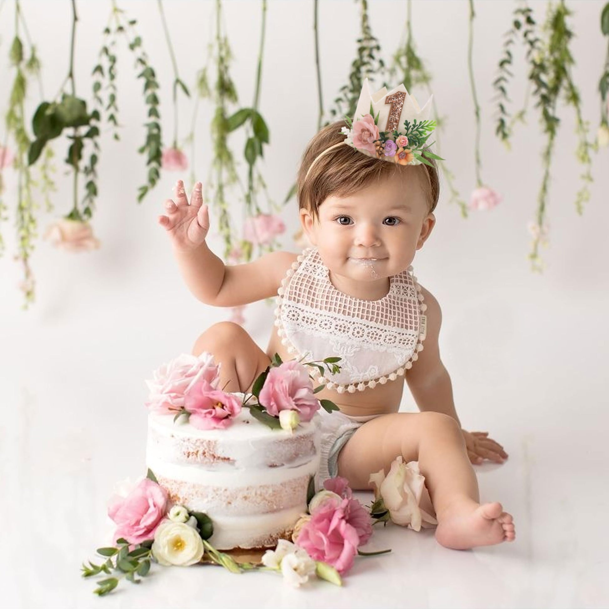 MADENG Floral Greens 1st Birthday Outfit - Bohemian Woodland Camping