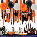 Black White Orange Halloween Party Decorations 23pcs Tissue Pom Poms