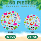 60 Pcs Summer Party Paper Plates Disposable Round Paper
