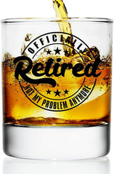 Retirement Gifts for Men Funny Whiskey Glass ‘Officially Retired Not