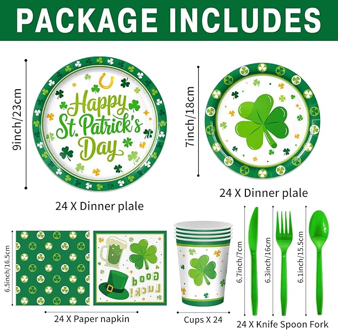 168Pcs St Patrick's Day Party Supplies St Patricks Day Paper Plates