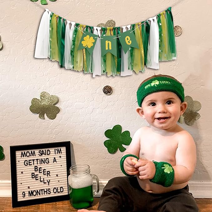 St Patrick's Day Lucky One High Chair Banner 1st Birthday Party