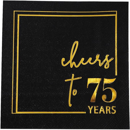 Cheers to Years Cocktail Napkins - 50 PK - 3-Ply Birthday Napkins 5x5