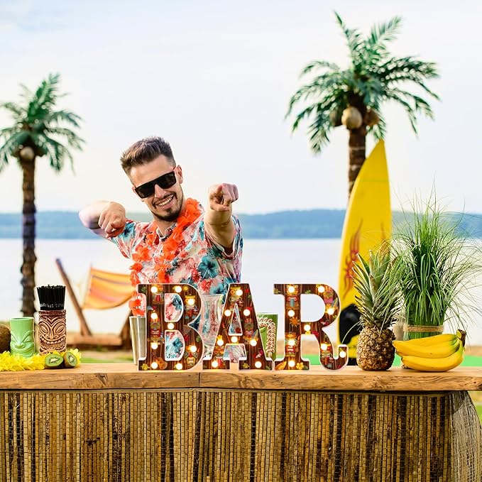 8.6 X6.7 x 1.5 Inch Tiki Bar Sign Tiki Party Table Decorations