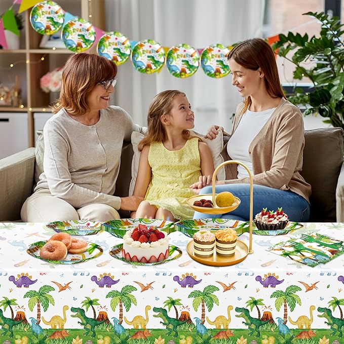 Watercolor Dinosaur Plates and Napkins Tableware Set Disposable
