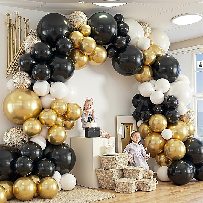 412Pcs Black and Gold Balloons 18 12 10 5 Inch Different Size Black
