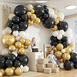 412Pcs Black and Gold Balloons 18 12 10 5 Inch Different Size Black