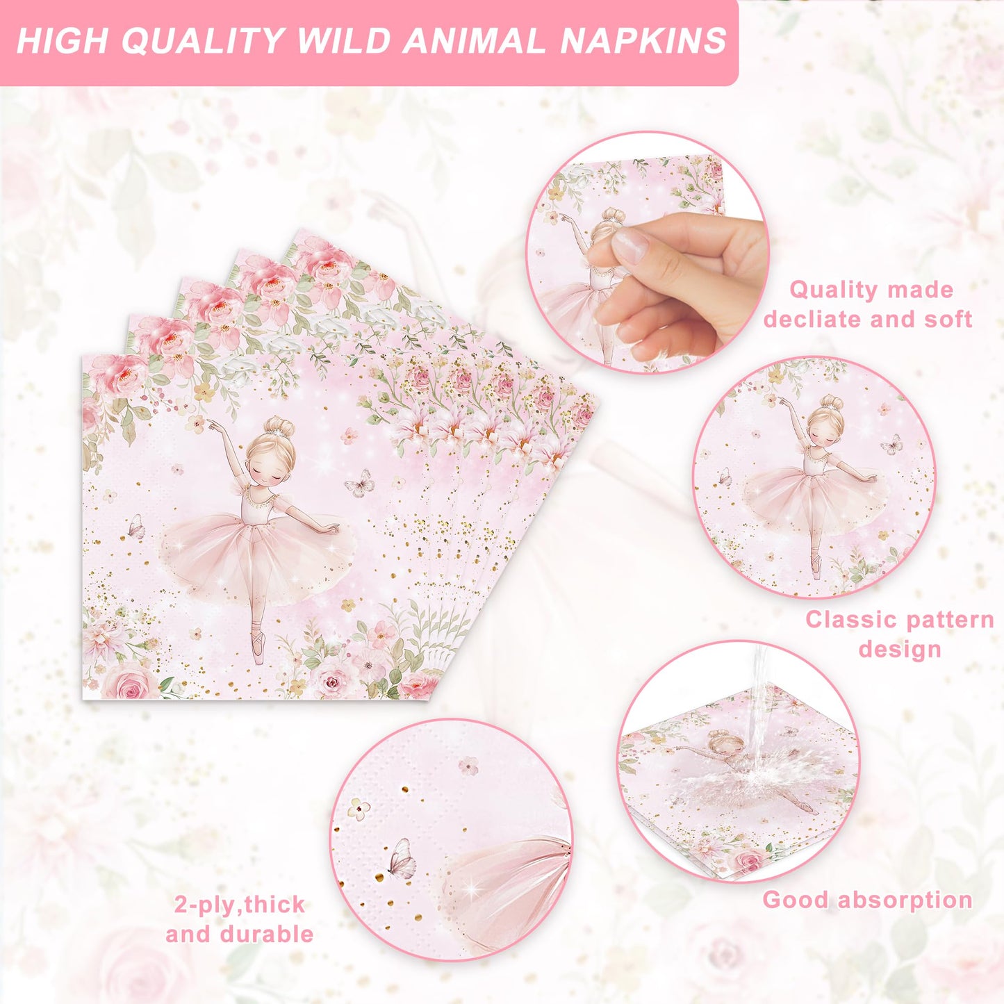 120PCS Ballerina Party Supplies for Girls Dancing Themed 1st 2nd