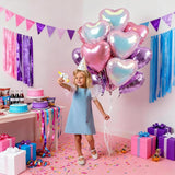 Pink Purple Iridescent Heart Balloons, 12 Pcs Light Pastel Pink