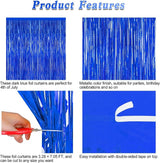 2 PCS Tinsel Backdrop, 3.28 FT x 7.05 FT Dark Blue Backdrop Curtains,