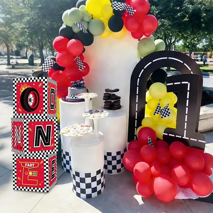 Race Car 1st Birthday Party Supplies Red Yellow Black Balloon Box