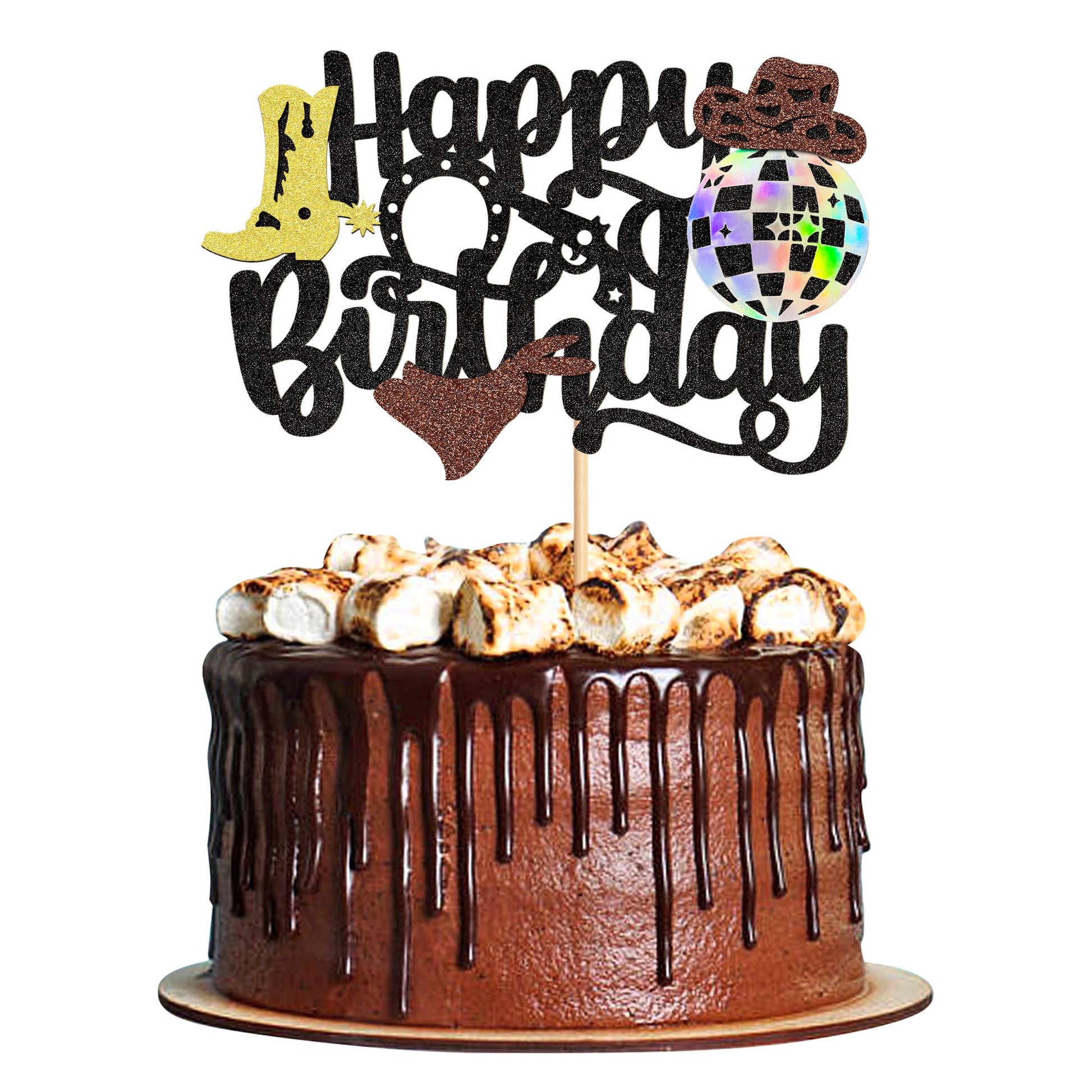 1Pcs Disco Cowboy Birthday Cake Topper Disco Cowboy Cake Decorations
