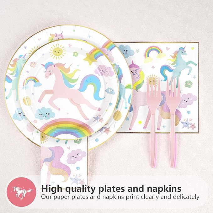 96Pcs Magical Pastel Unicorn Birthday Party Decorations 350 GSM