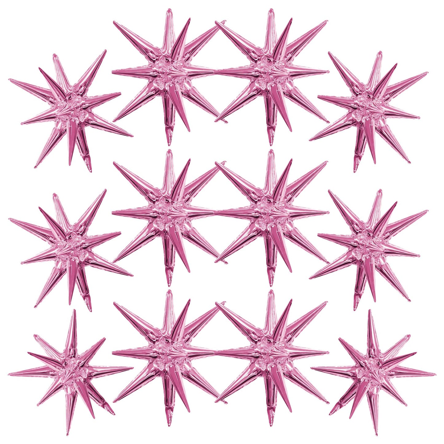 Pink Star Balloons 12pcs Foil Mylar Balloons Cone Spike Explosion Star