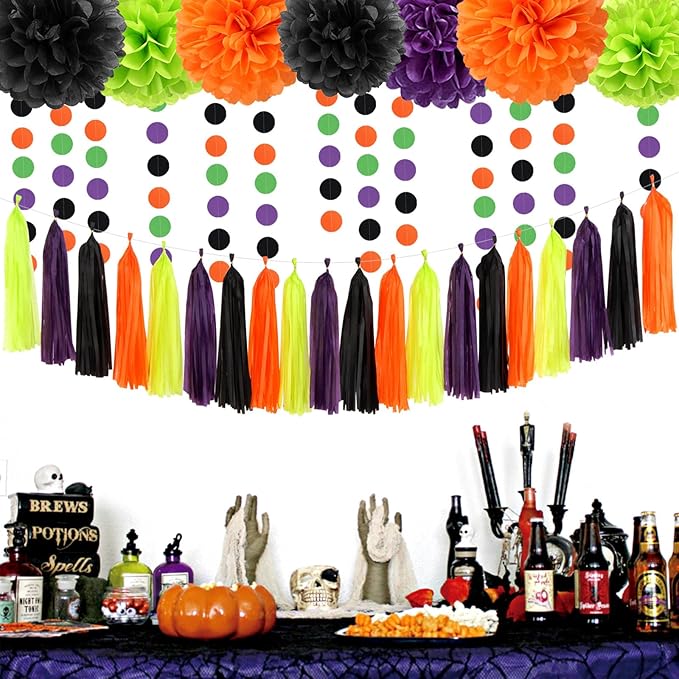 Black Purple Orange Green Halloween Party Decorations 30pcs Tissue