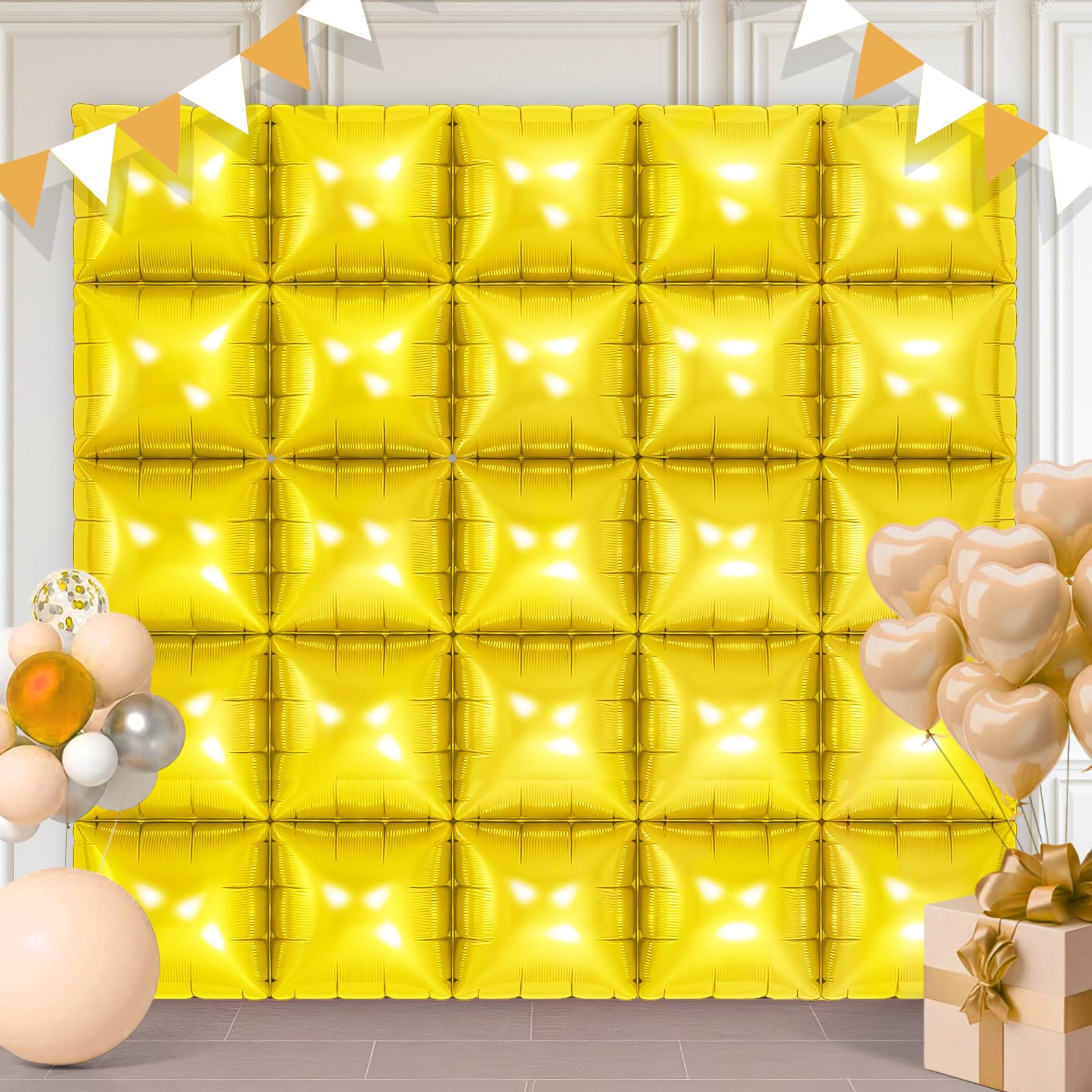 Gold Square Foil Balloons 25 Pcs Metallic Gold Balloons Wall Backdrop