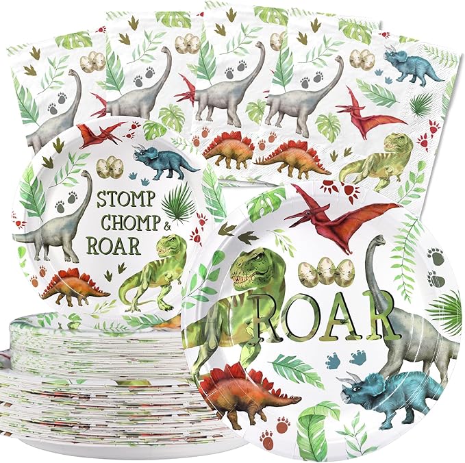 40 Guests Dinosaur Party Decorations Set Dino Birthday Plates and