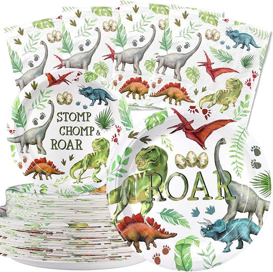 40 Guests Dinosaur Party Decorations Set Dino Birthday Plates and