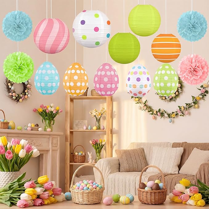 14Pcs Easter Party Decorations Set for Home Spring Egg and Round