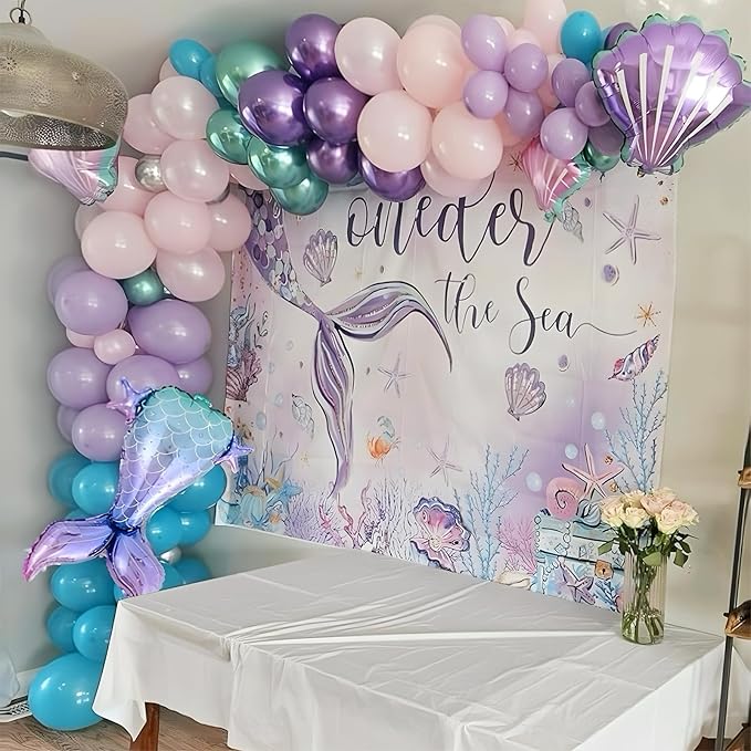 Mermaid Balloon Garland Arch Kit Pastel Pink Purple Green Balloons