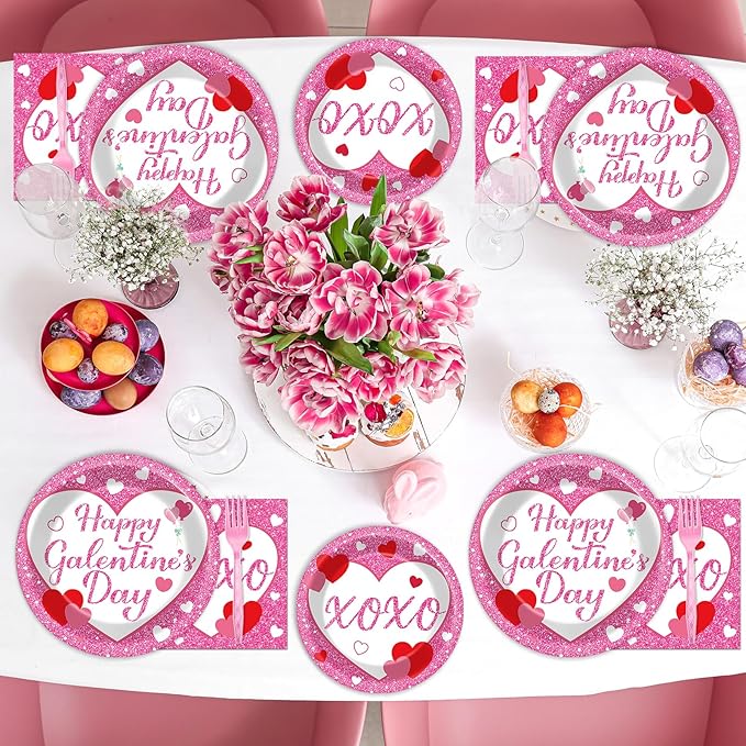25 Guests Galentine's Day Party Supplies Galentine's Day Pink XOXO