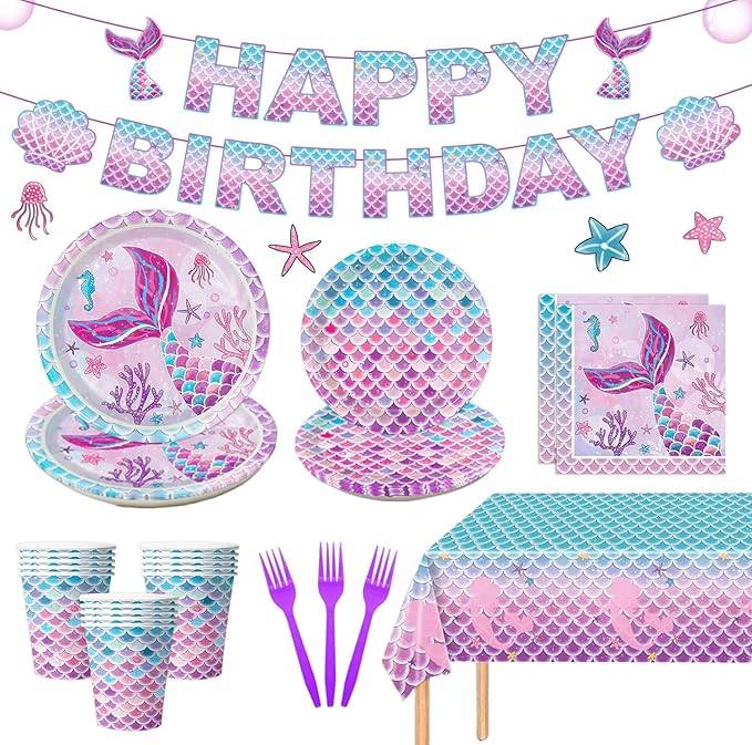 122Pcs Mermaid Birthday Party Decorations Set Mermaid Party Supplies
