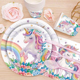 192pcs Unicorn Plates Napkins Unicorn Birthday Party Supplies