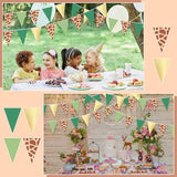 5 Pcs Safari Birthday Banner Decorations Giraffe Animals Green