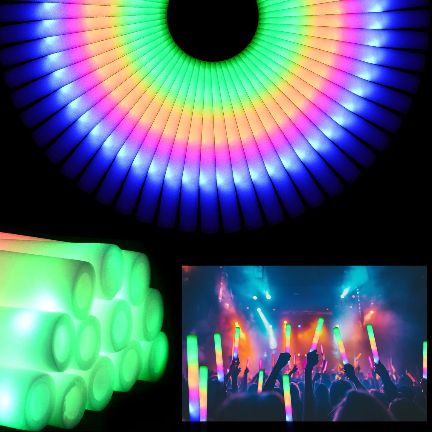 GDHZWTMY 36 Pcs LED Foam Glow Sticks Bulk,Glow in The Dark Party