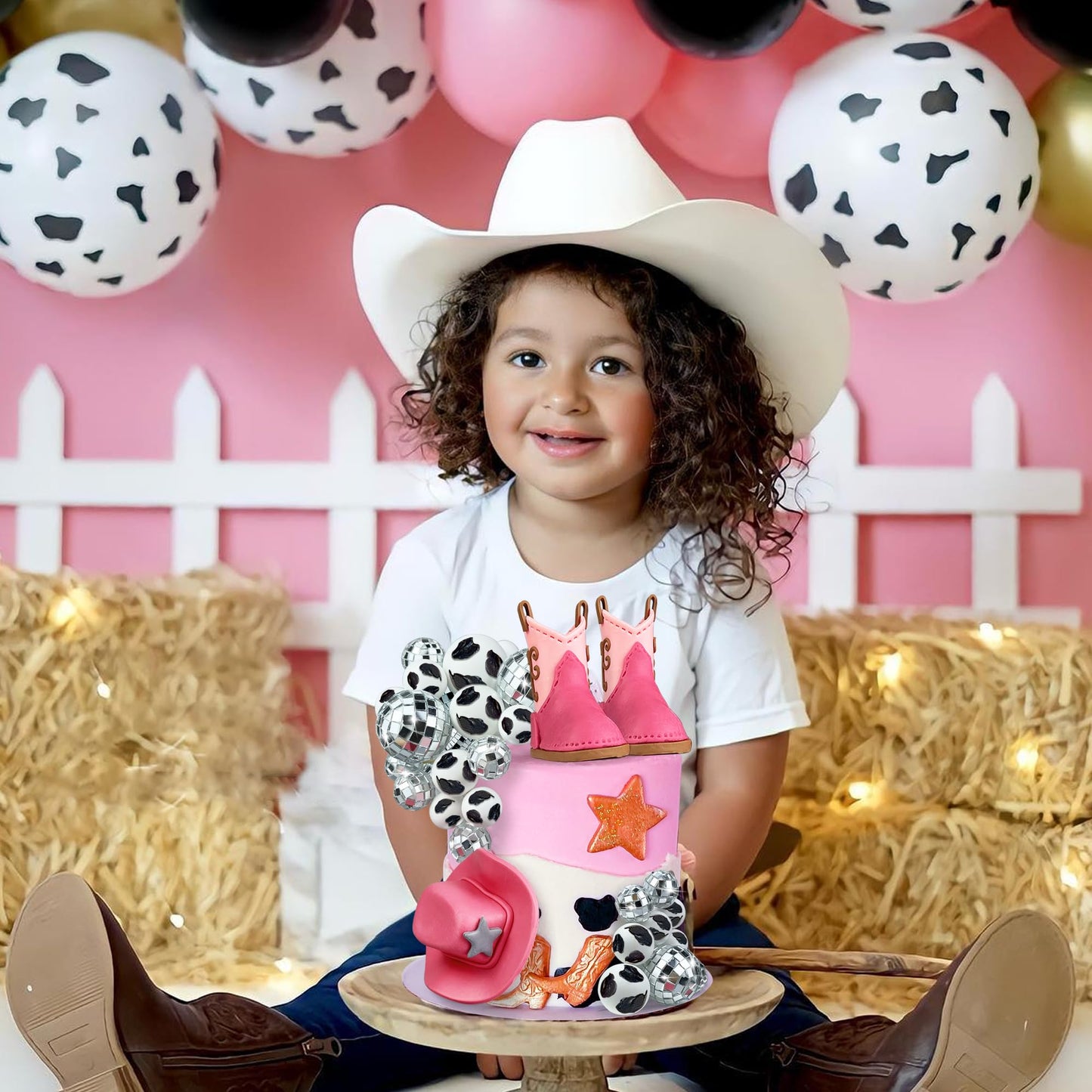 25PCS Cowgirl Cake Decorations Cowgirl Hat and Boot Cake Toppers Disco