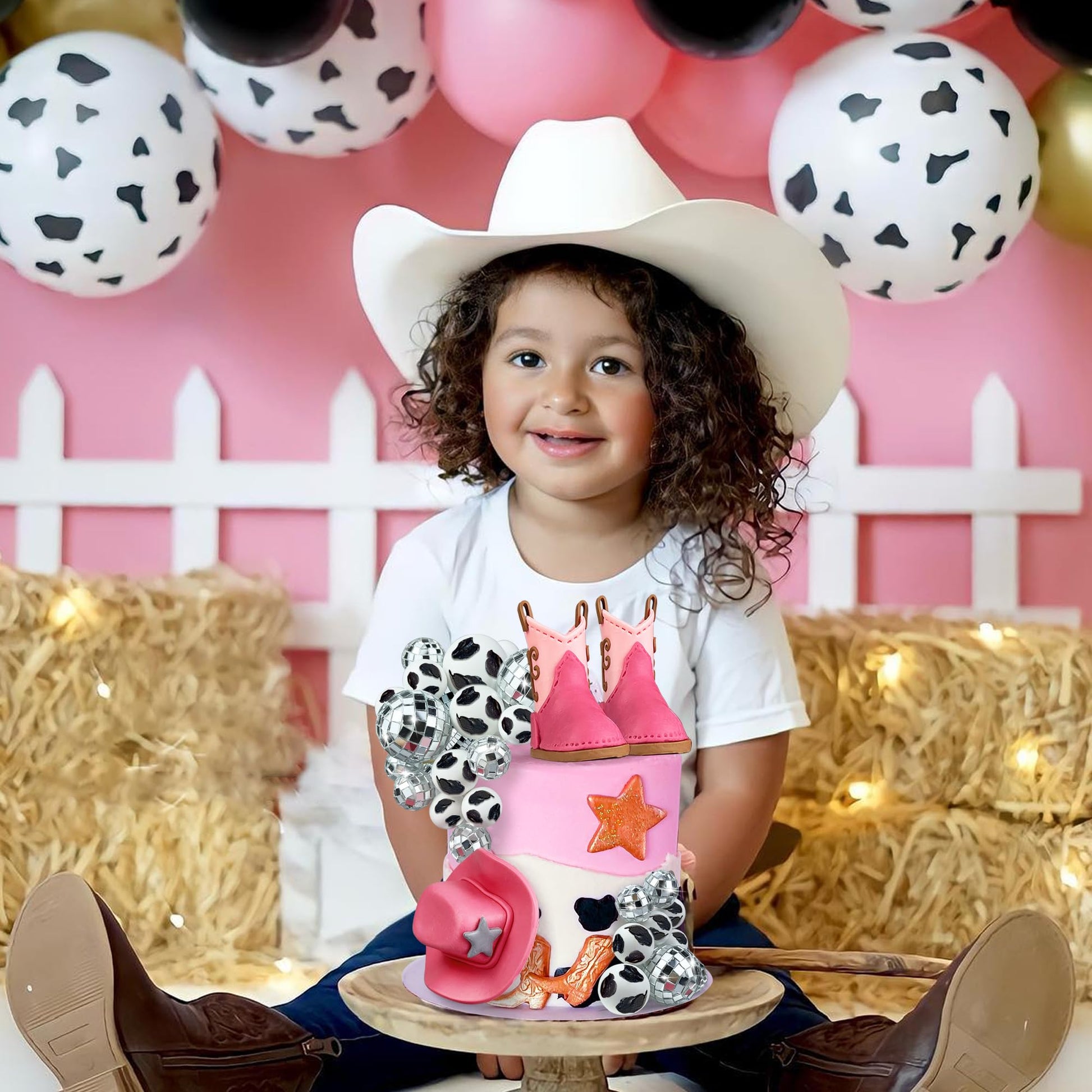 25PCS Cowgirl Cake Decorations Cowgirl Hat and Boot Cake Toppers Disco